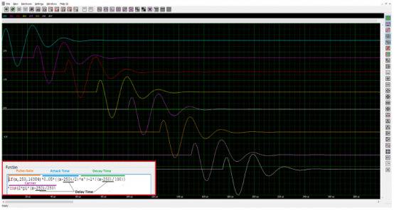 oscilloscope screenshot showing the generation of ultrasonic pulses